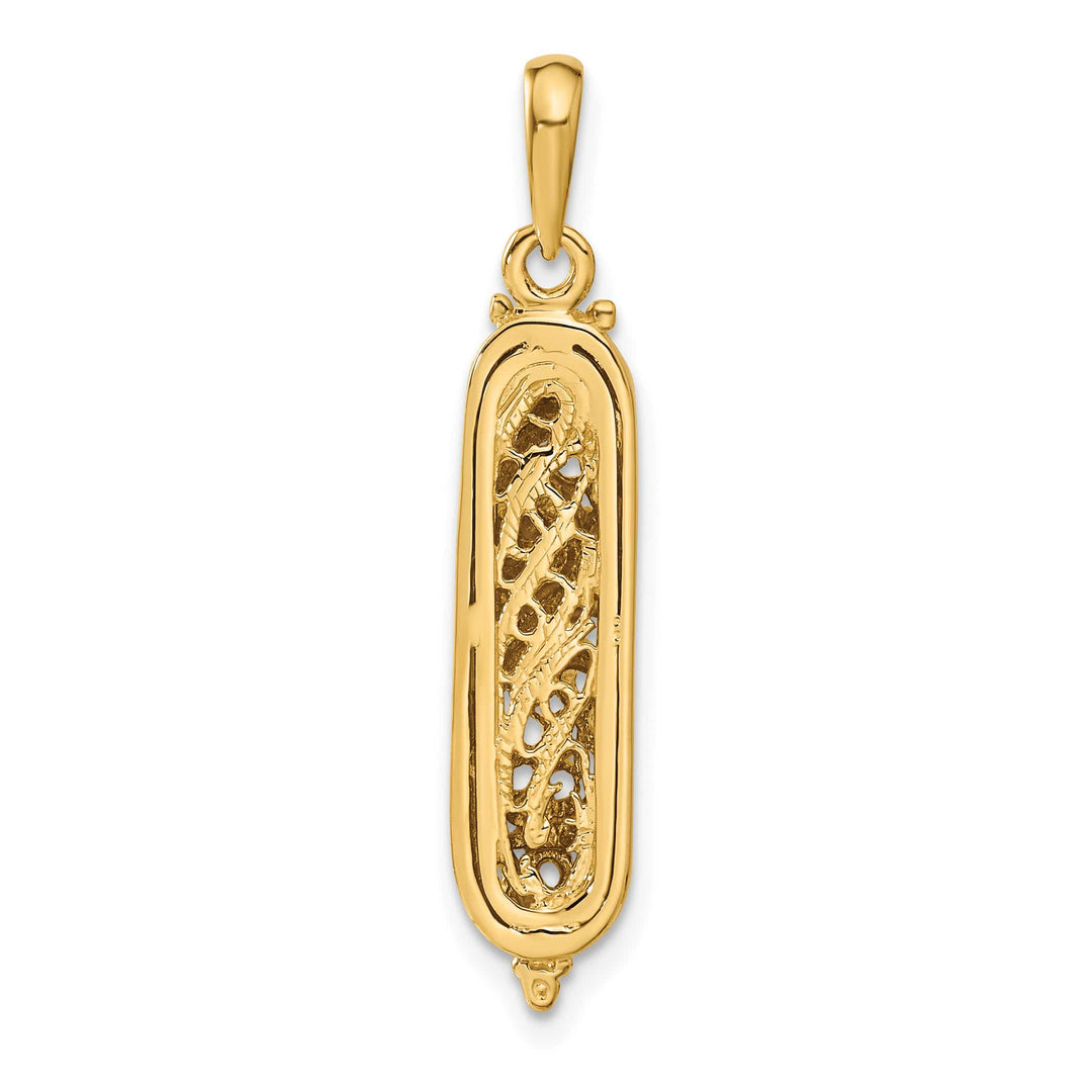 14K Yellow Gold Large 3-D Mezuzah with Shin Charm