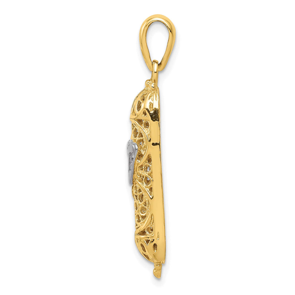 14K Yellow Gold Large 3-D Mezuzah with Shin Charm