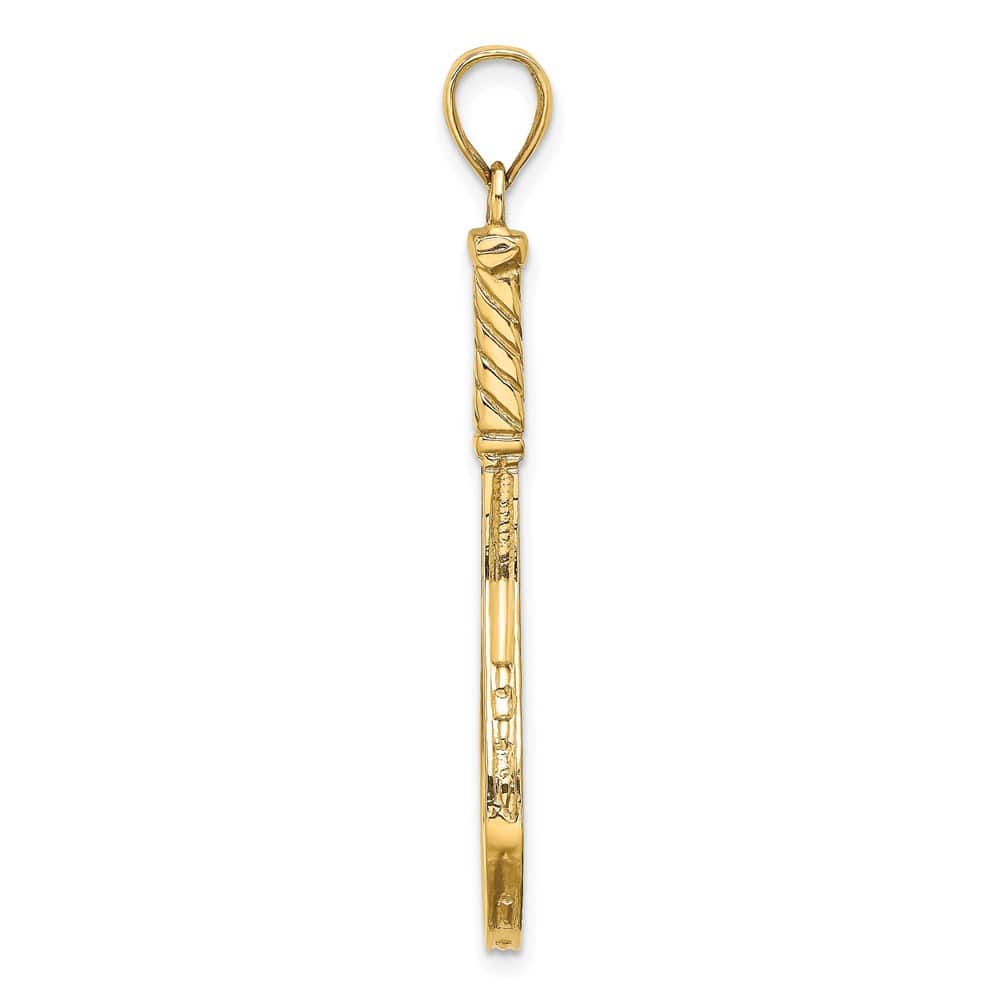 14K Yellow Gold Large 3-D Polished Tennis Racquet Charm