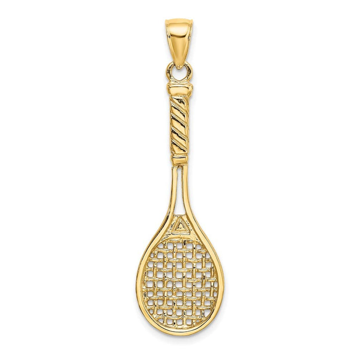 14K Yellow Gold Large 3-D Polished Tennis Racquet Charm