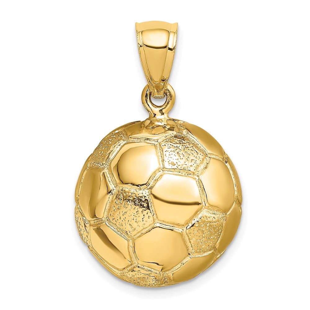 14K Yellow Gold Large 3-D Soccer Ball Charm