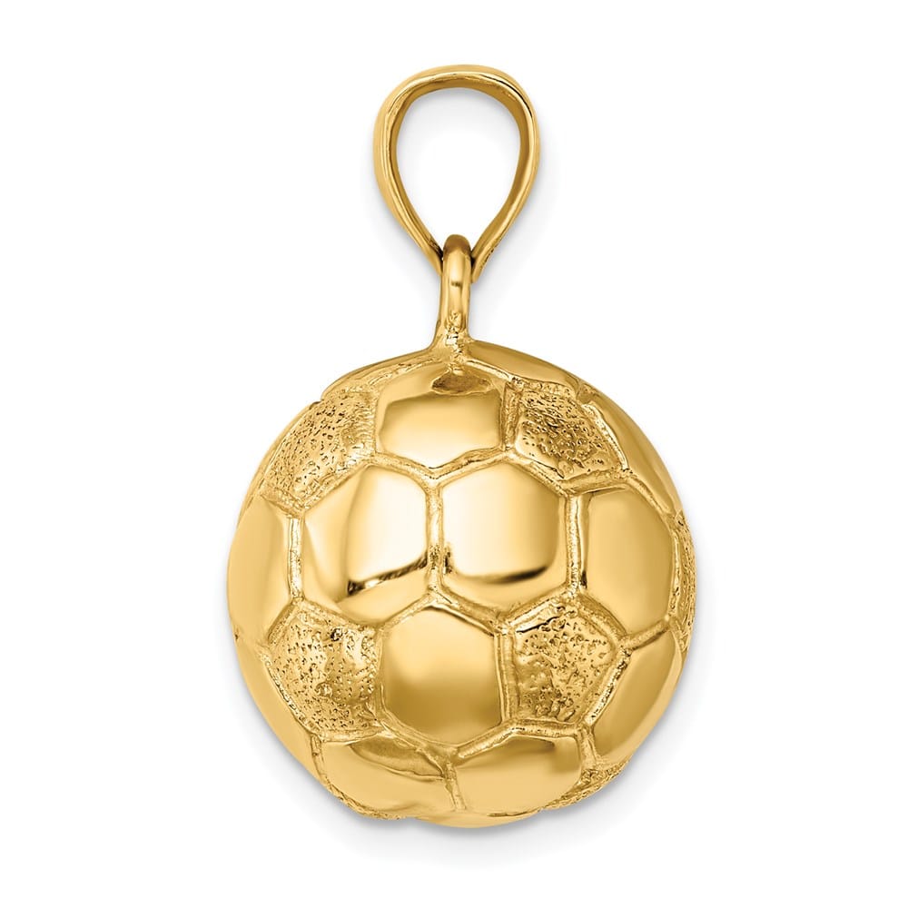 14K Yellow Gold Large 3-D Soccer Ball Charm