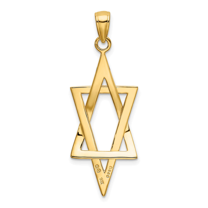 14K Yellow Gold Large Elongated Star of David Pendant