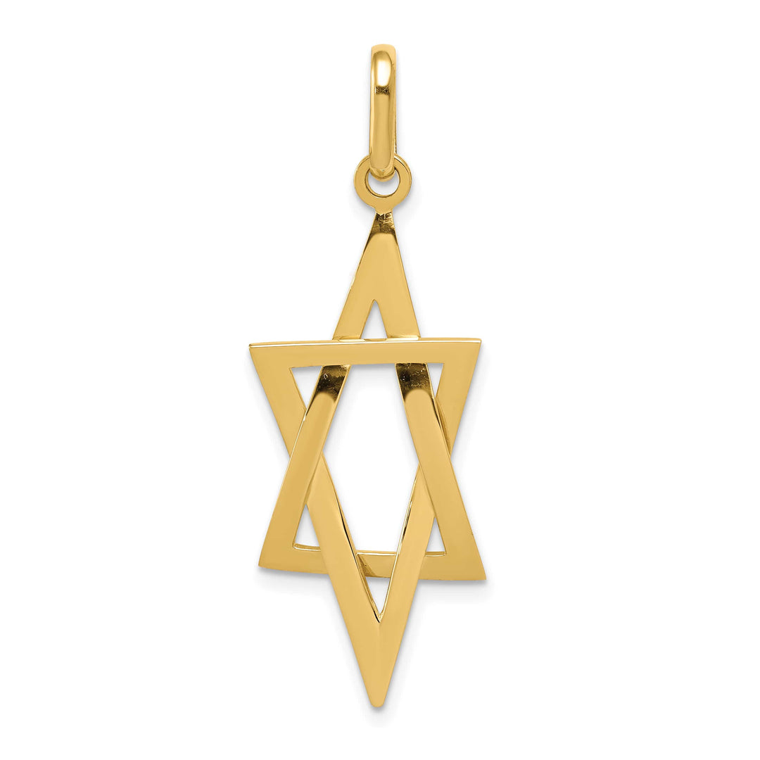 14K Yellow Gold Large Elongated Star of David Pendant