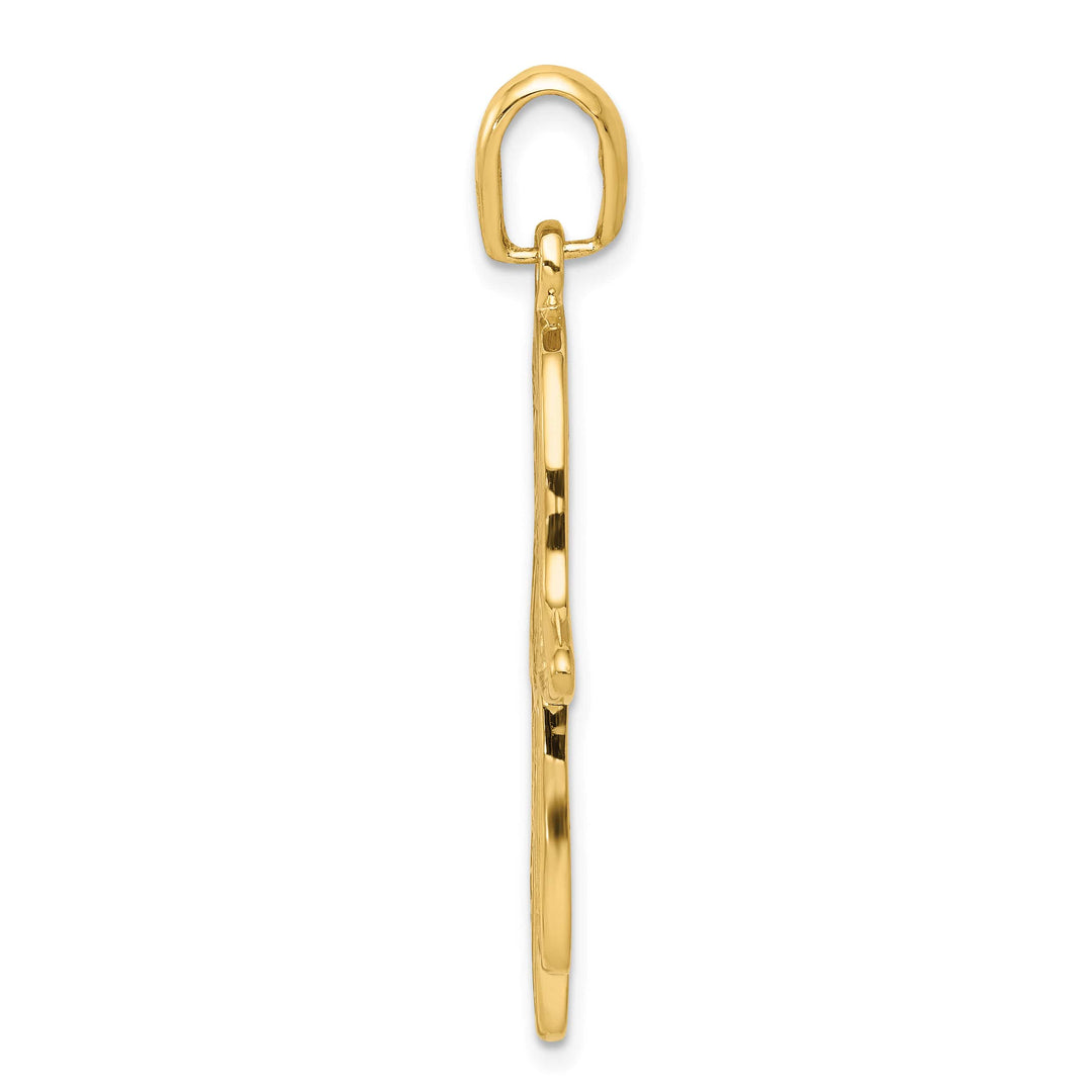 14K Yellow Gold Large Filigree Chamseh Hamsa Pendant