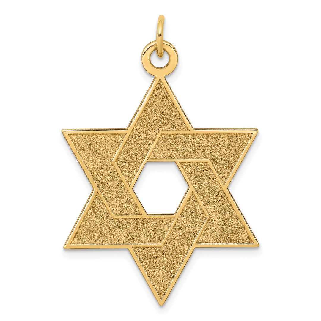 14K Yellow Gold Large Laser Designed Star of David Pendant