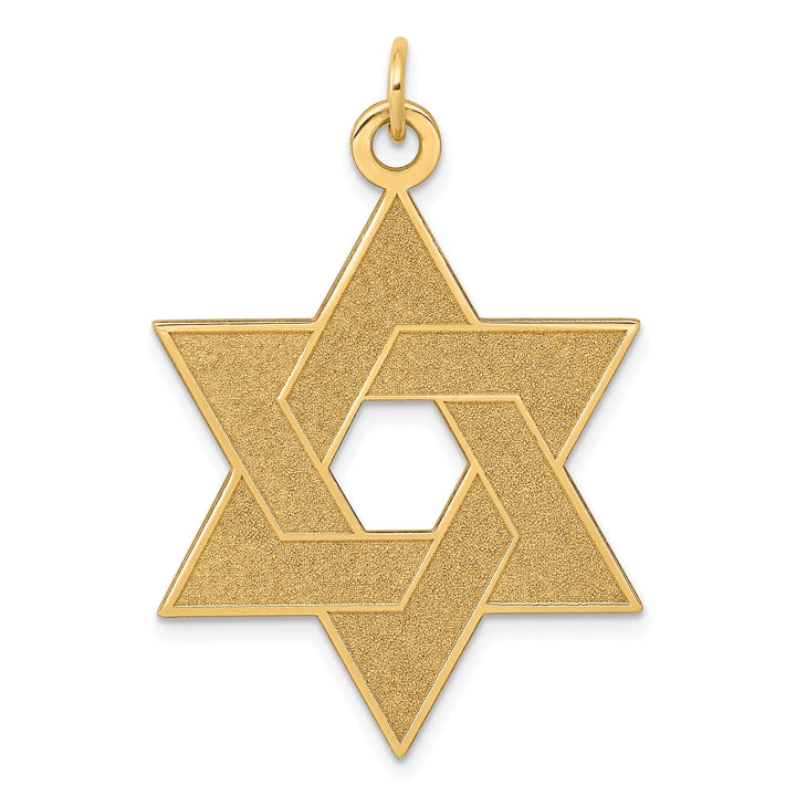 14K Yellow Gold Large Laser Designed Star of David Pendant