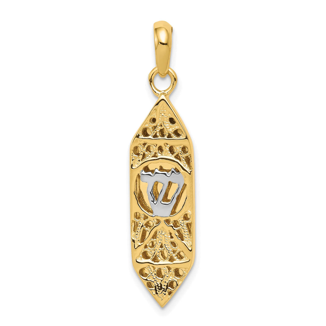 14K Yellow Gold Large Mezuzah with Shin Charm