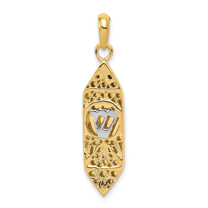 14K Yellow Gold Large Mezuzah with Shin Charm
