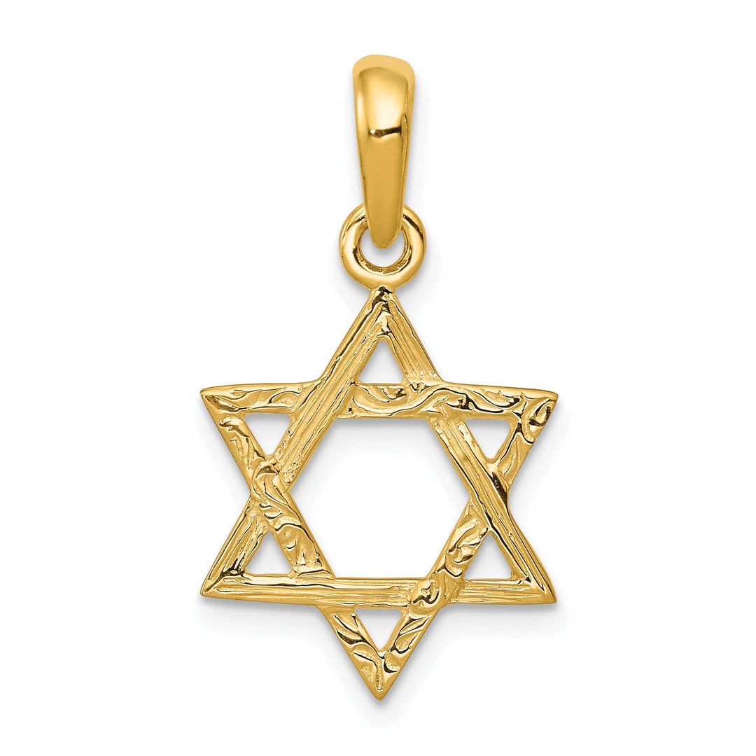 14K Yellow Gold Large Open Star of David Pendant