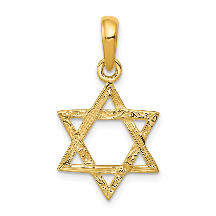14K Yellow Gold Large Open Star of David Pendant