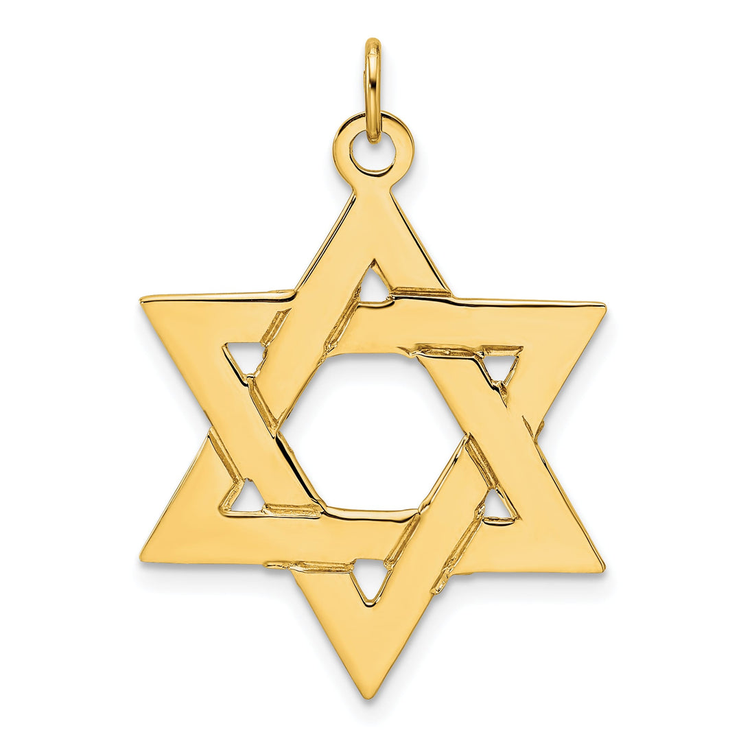 14K Yellow Gold Large Polished Solid Star of David Pendant