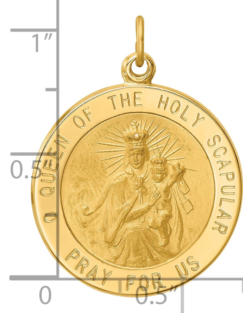 14K Yellow Gold Large Queen Of The Holy Scapular Medal Reversible