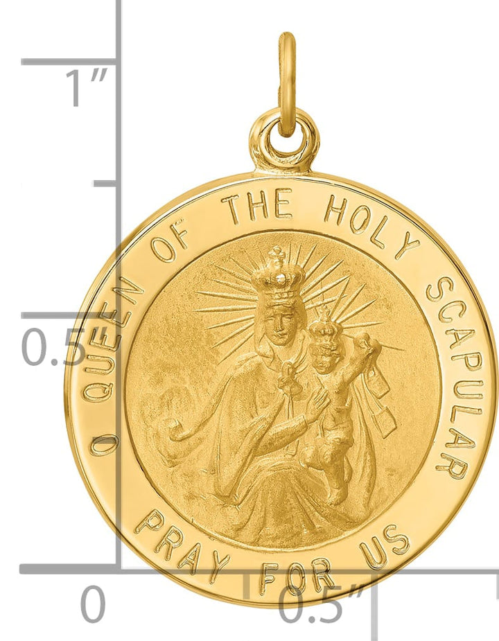 14K Yellow Gold Large Queen Of The Holy Scapular Medal Reversible