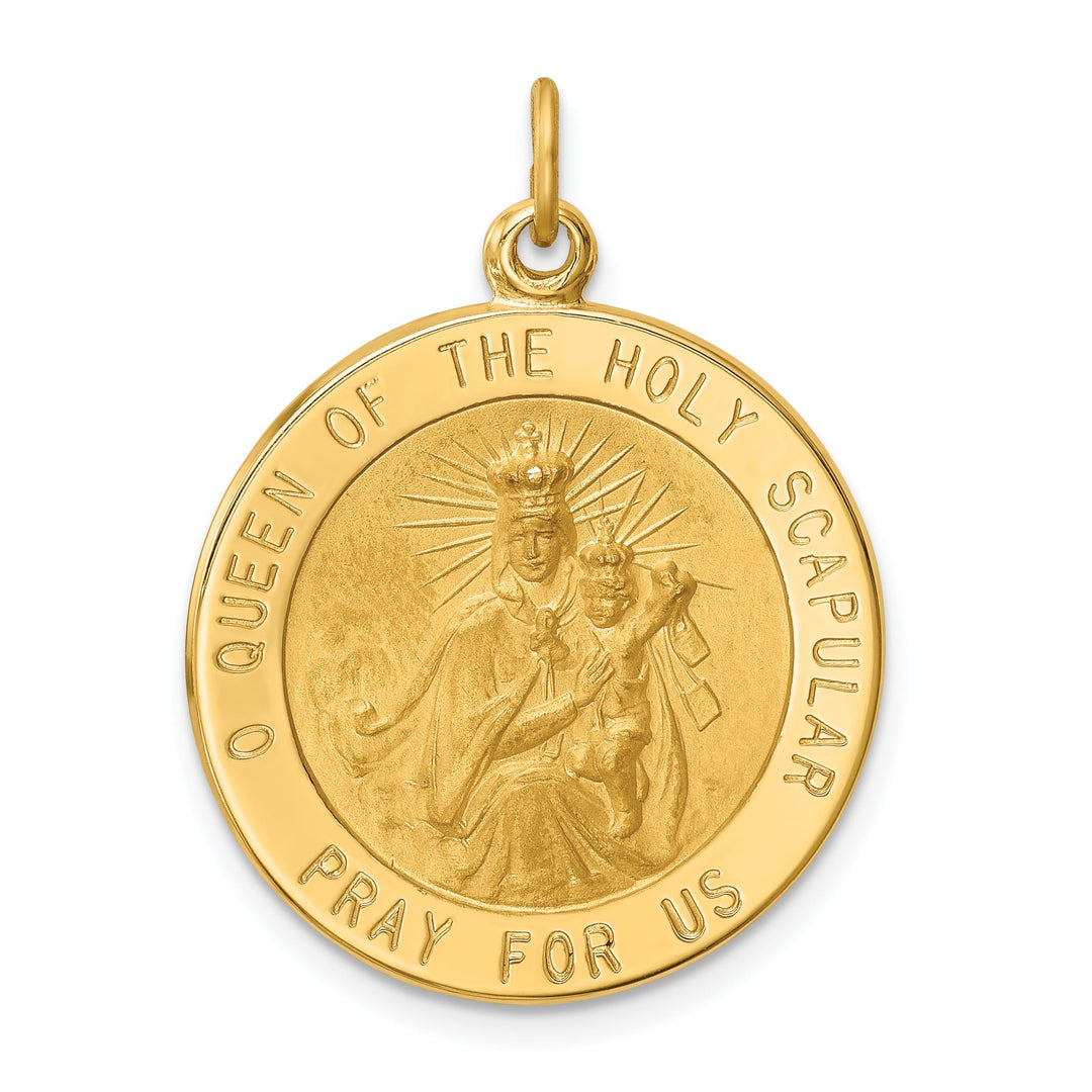 14K Yellow Gold Large Queen Of The Holy Scapular Medal Reversible