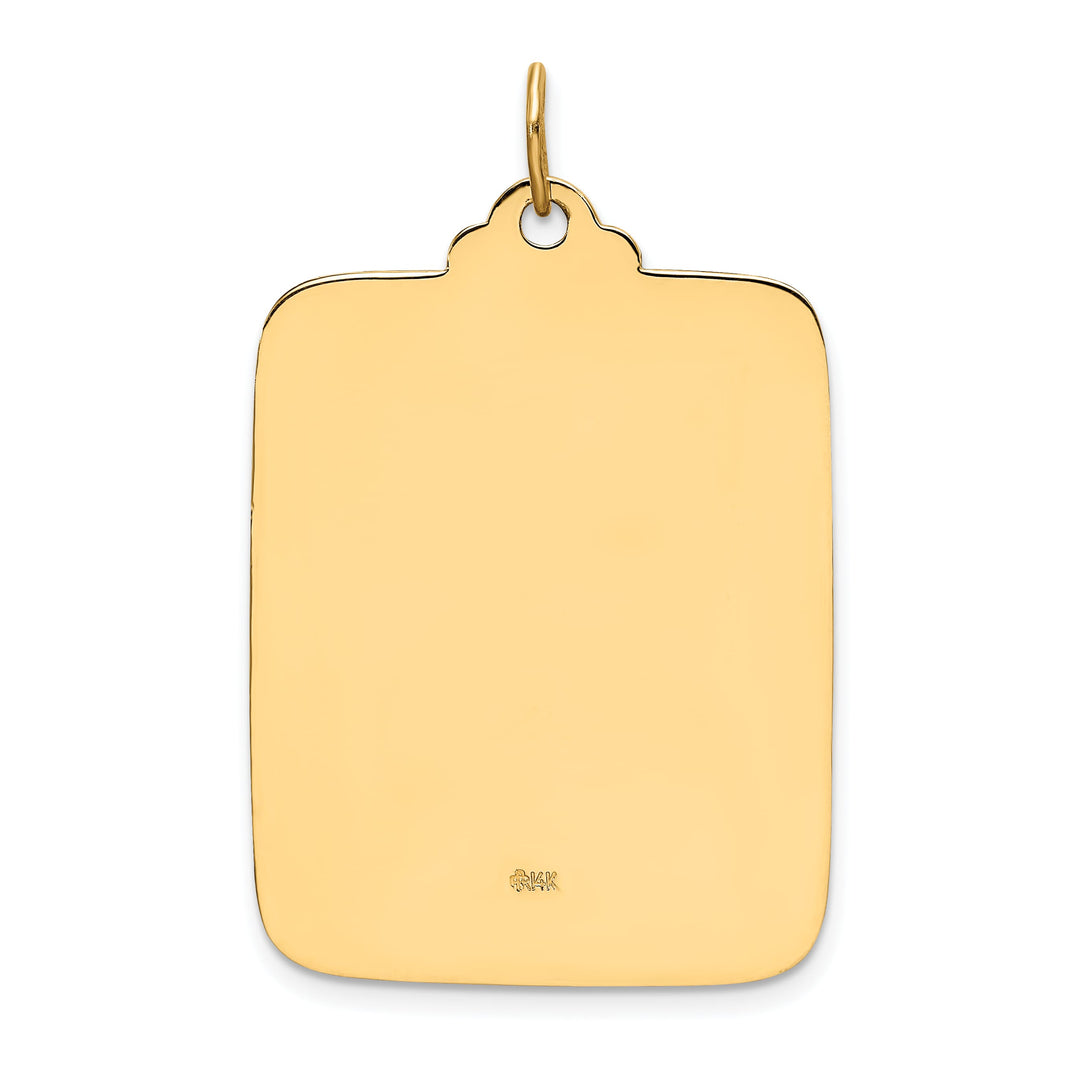 14K Yellow Gold Large Rectangle St. Christopher Medal Pendant