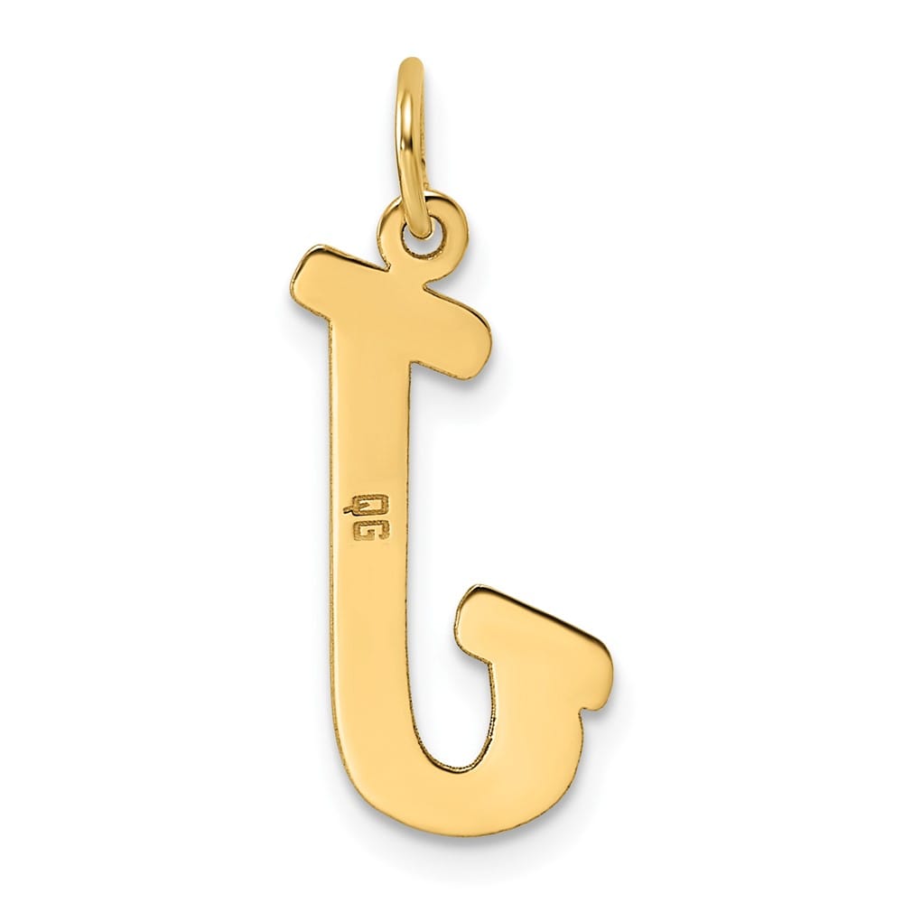 14K Yellow Gold Large Size Fancy Script Design Letter J Initial Pendant