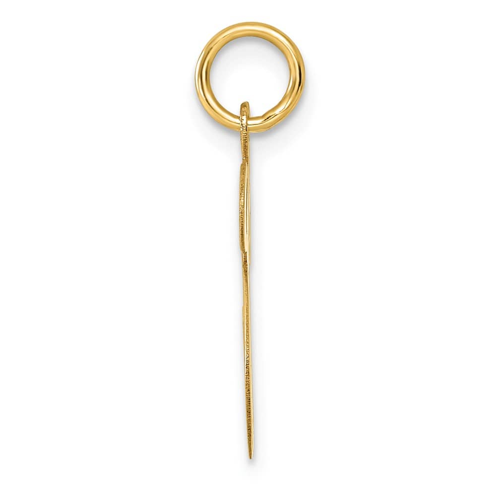 14K Yellow Gold Large Size Fancy Script Letter E Initial Charm Pendant