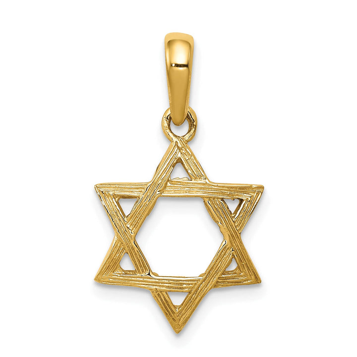14K Yellow Gold Large Solid Star of David Pendant