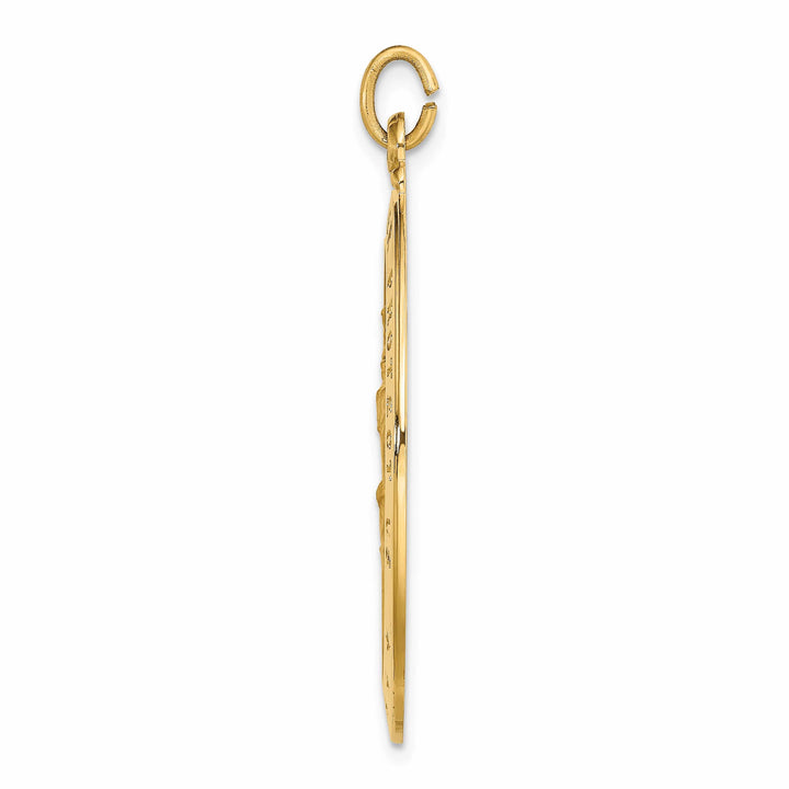 14K Yellow Gold Large St. Christopher Medal Oval Pendant