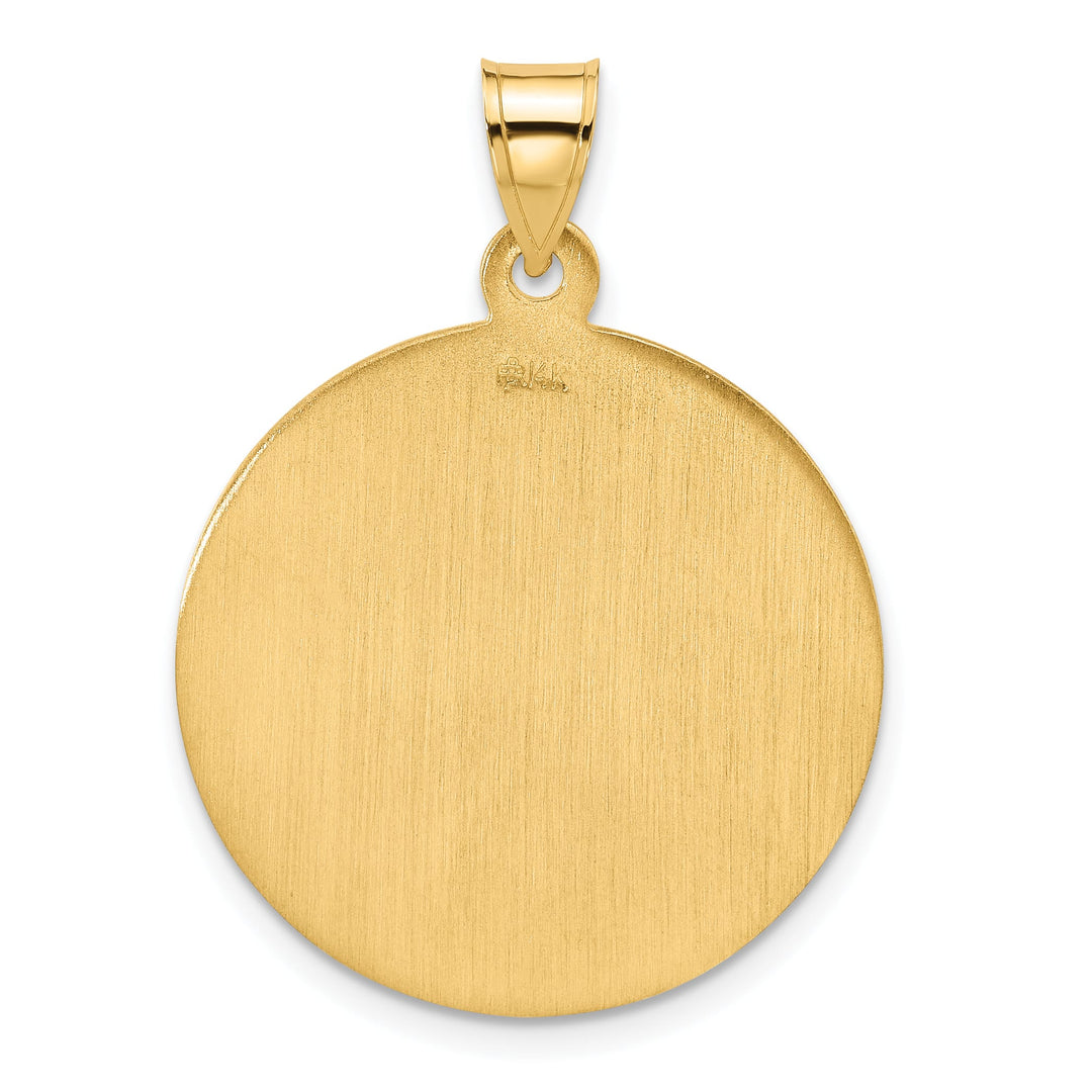 14K Yellow Gold Large St. Christopher Medal Round Pendant