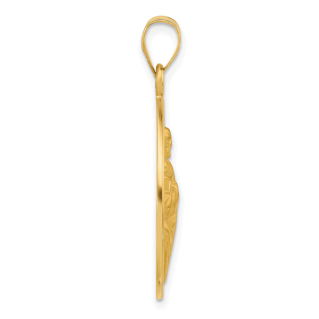 14K Yellow Gold Large St Jude Thaddeus Medal Round Pendant