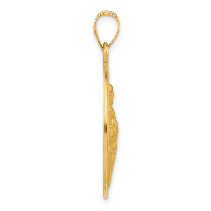 14K Yellow Gold Large St Jude Thaddeus Medal Round Pendant