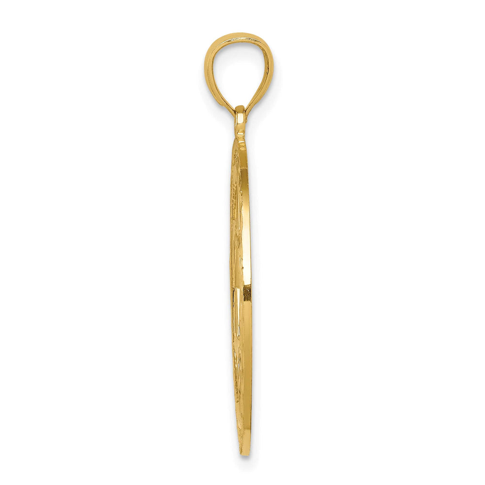 14K Yellow Gold Large Star of David Round Pendant