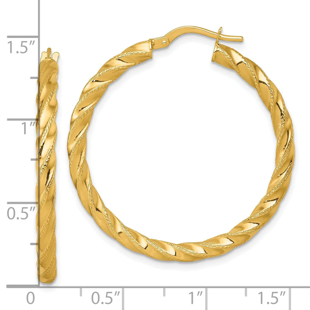 14K Yellow Gold Luxe Diamond-Cut 35mm Twisted Hoops