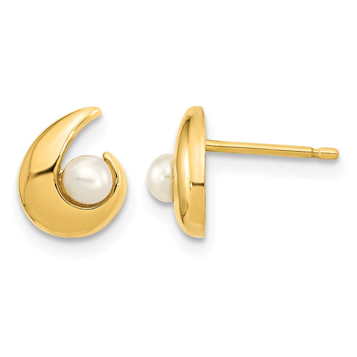 14K Yellow Gold Madi K 3-3.5mm Button Freshwater Pearl Post Earrings, view 1 of 4
