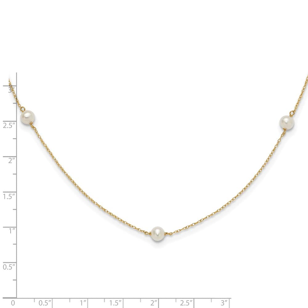 14K Yellow Gold Madi K 4-5mm White Cultured Pearl 15.25 inch Necklace