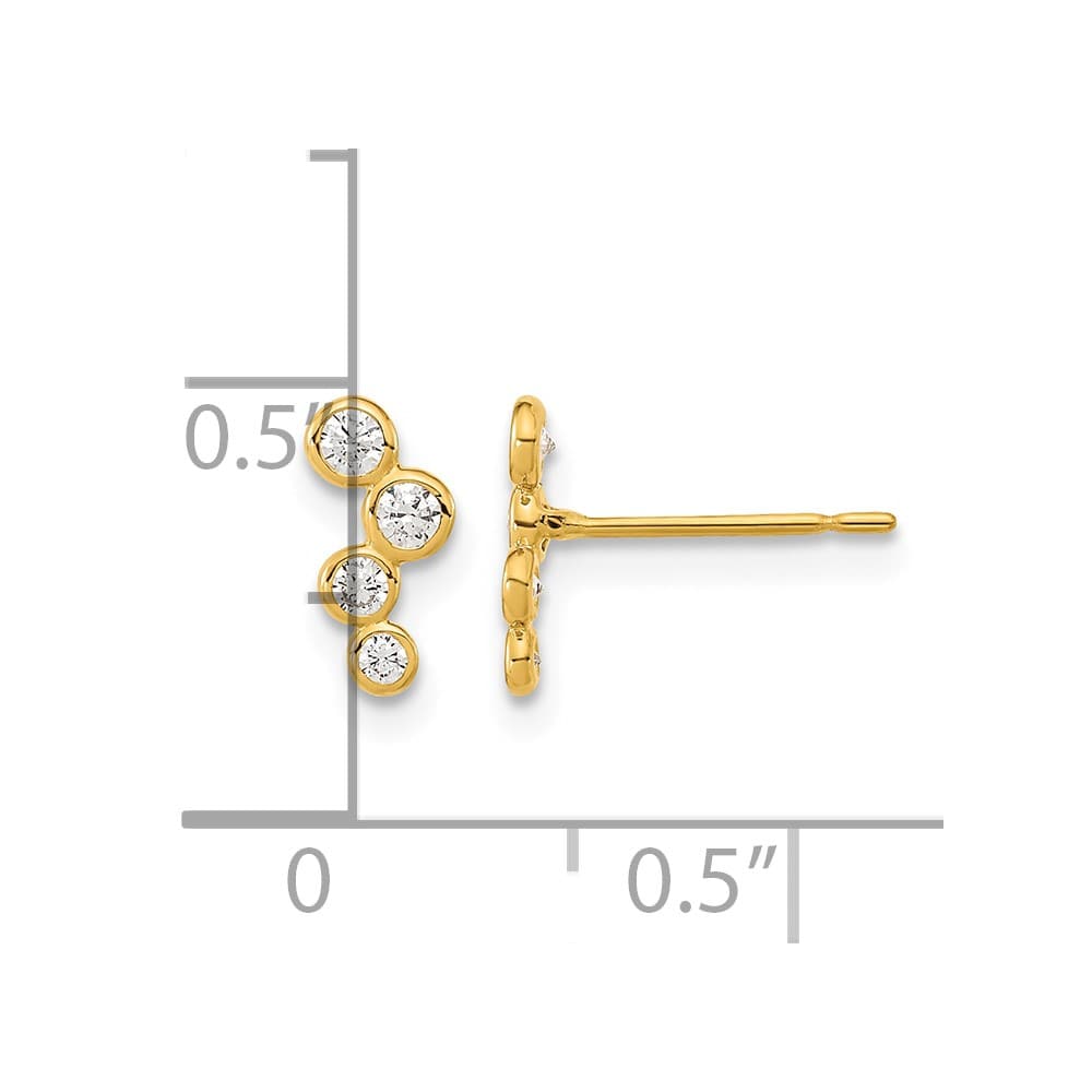 14K Yellow Gold Madi K 4-Cz Drop Bezel-Set Post Earrings, view 3 of 5