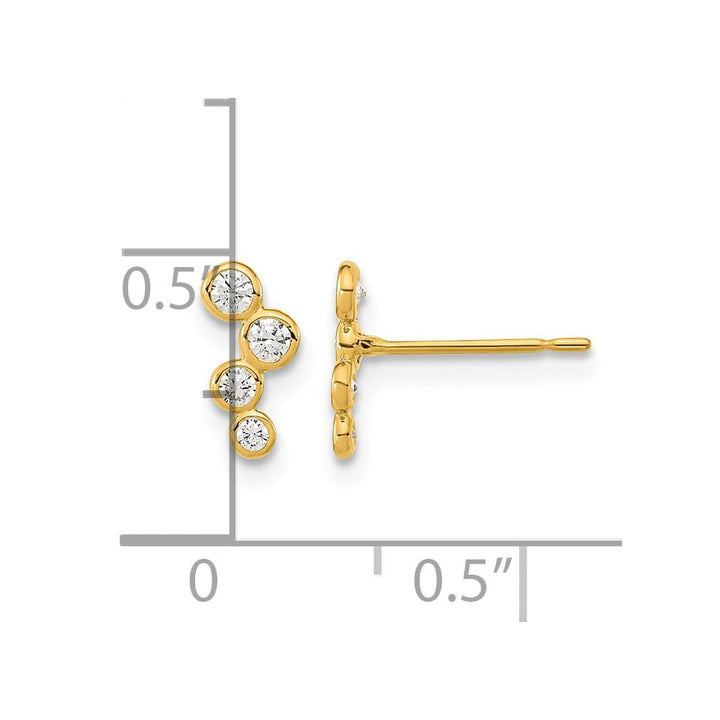 14K Yellow Gold Madi K 4-Cz Drop Bezel-Set Post Earrings, view 3 of 5