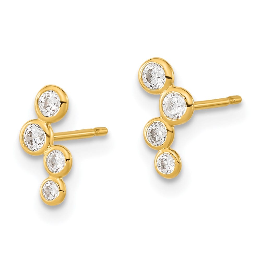 14K Yellow Gold Madi K 4-Cz Drop Bezel-Set Post Earrings, view 2 of 5
