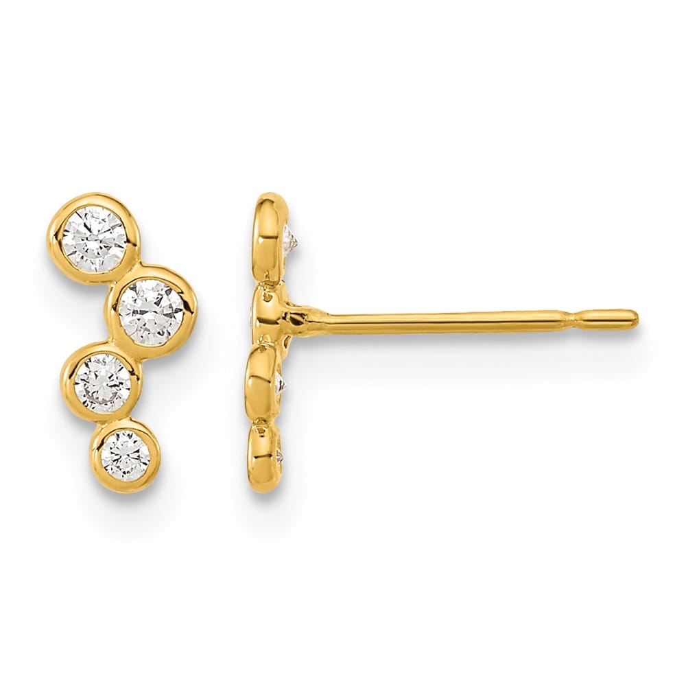 14K Yellow Gold Madi K 4-Cz Drop Bezel-Set Post Earrings, view 1 of 5