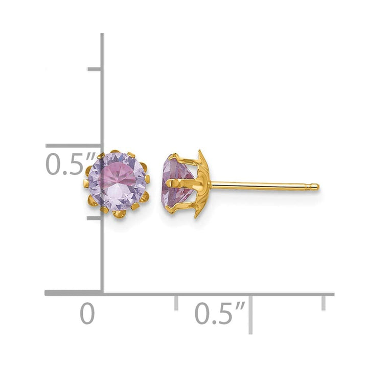 14K Yellow Gold Madi K 5mm Round CZ Post Earrings, view 6 of 45