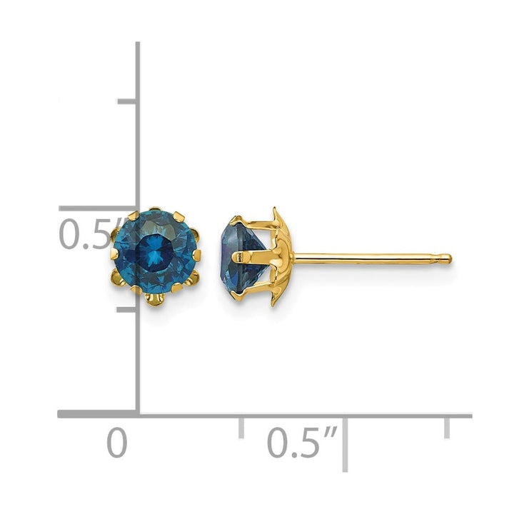 14K Yellow Gold Madi K 5mm Round CZ Post Earrings, view 45 of 45