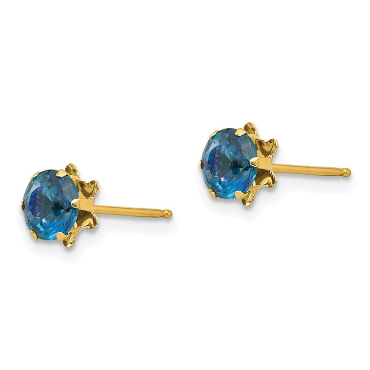 14K Yellow Gold Madi K 5mm Round CZ Post Earrings, view 43 of 45