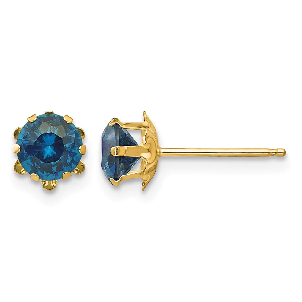 14K Yellow Gold Madi K 5mm Round CZ Post Earrings, view 42 of 45