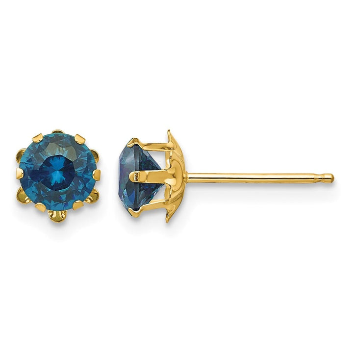 14K Yellow Gold Madi K 5mm Round CZ Post Earrings, view 42 of 45