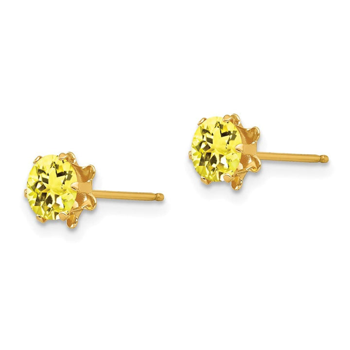 14K Yellow Gold Madi K 5mm Round CZ Post Earrings, view 41 of 45