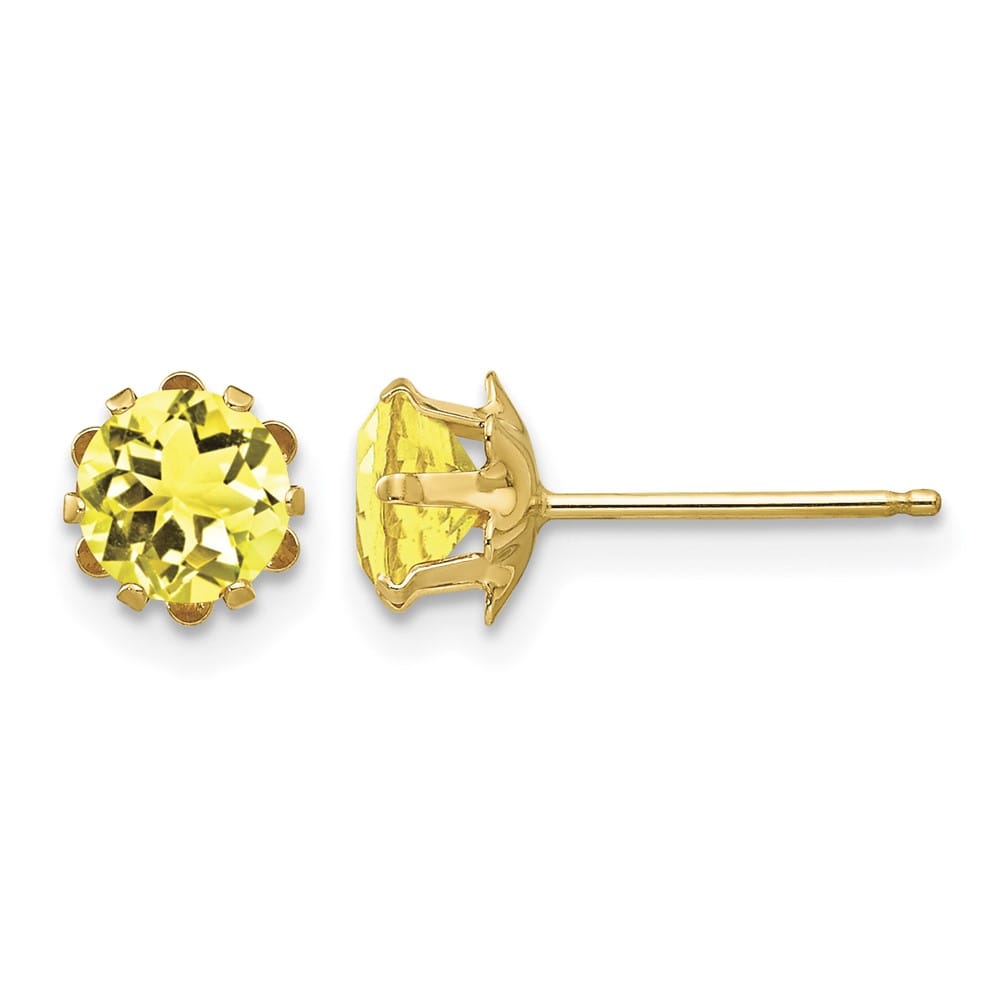 14K Yellow Gold Madi K 5mm Round CZ Post Earrings, view 40 of 45