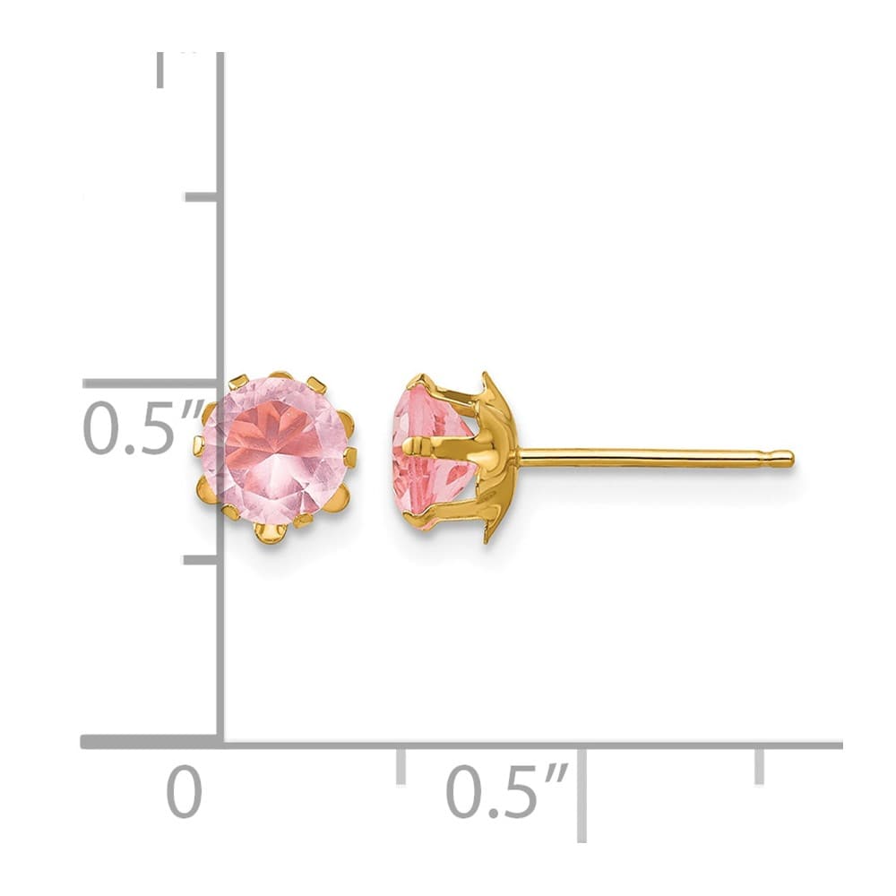 14K Yellow Gold Madi K 5mm Round CZ Post Earrings, view 39 of 45