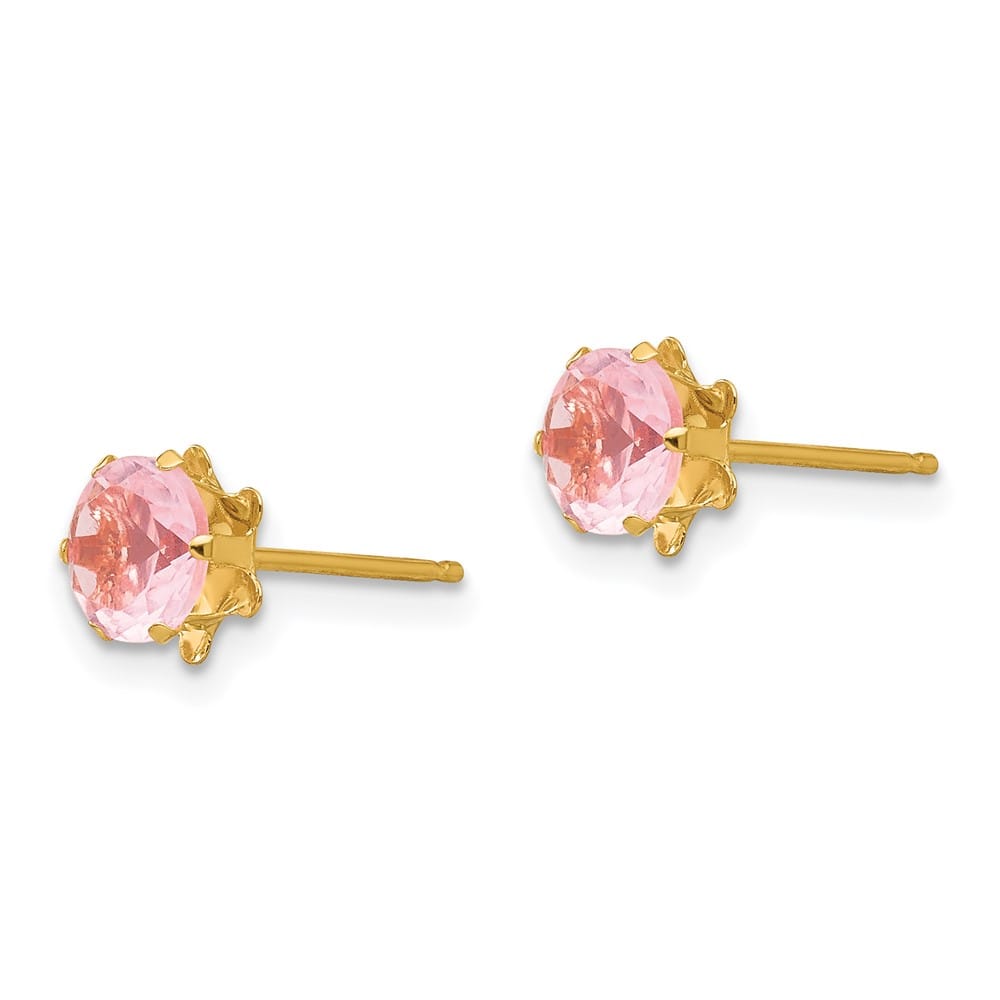 14K Yellow Gold Madi K 5mm Round CZ Post Earrings, view 37 of 45