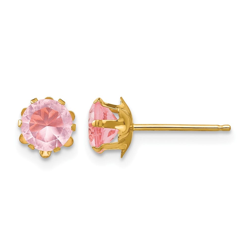 14K Yellow Gold Madi K 5mm Round CZ Post Earrings, view 36 of 45