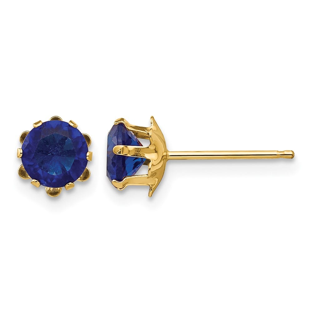 14K Yellow Gold Madi K 5mm Round CZ Post Earrings, view 32 of 45