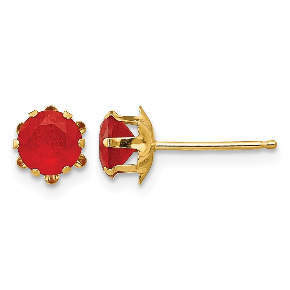 14K Yellow Gold Madi K 5mm Round CZ Post Earrings, view 24 of 45