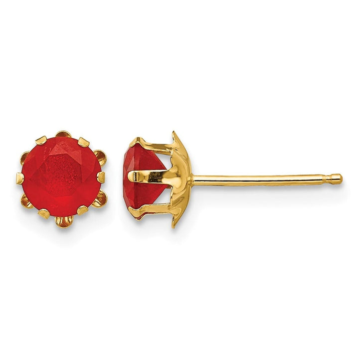 14K Yellow Gold Madi K 5mm Round CZ Post Earrings, view 24 of 45