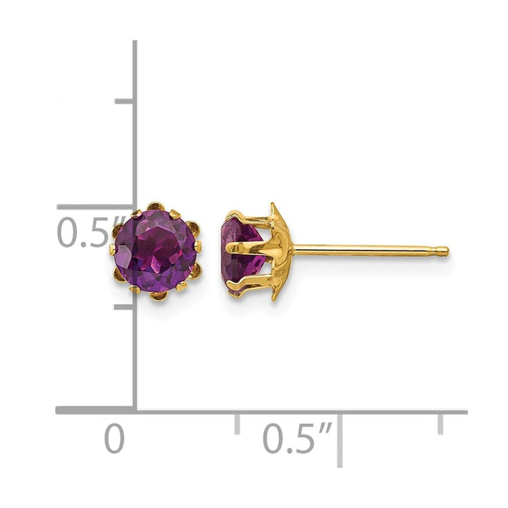 14K Yellow Gold Madi K 5mm Round CZ Post Earrings, view 23 of 45