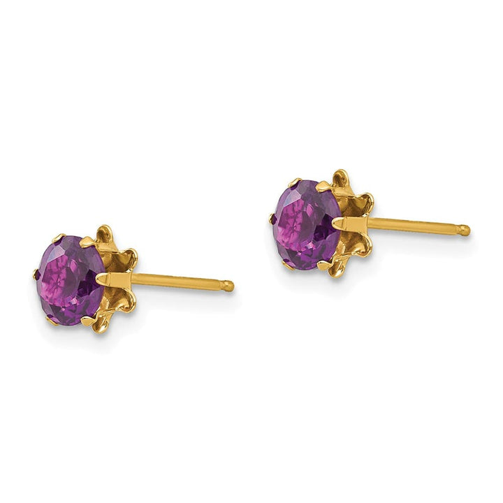 14K Yellow Gold Madi K 5mm Round CZ Post Earrings, view 21 of 45
